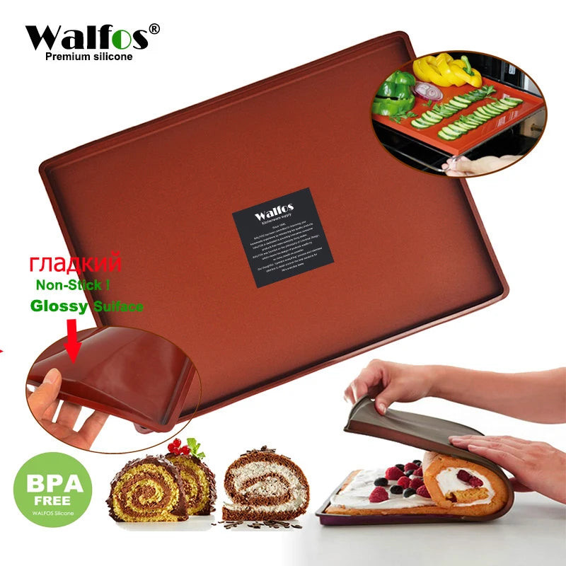 Tapis de Cuisson en Silicone Walfos marron antiadhérent pour pâtisserie réutilisable par Ustensile de chef