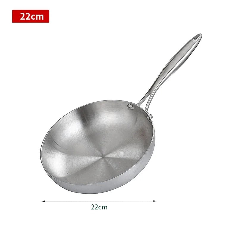 Wok Inox Multicouche Antiadhésif – 22-28 cm Tous Feux ustensile de cuisine en acier inoxydable avec poignée ergonomique