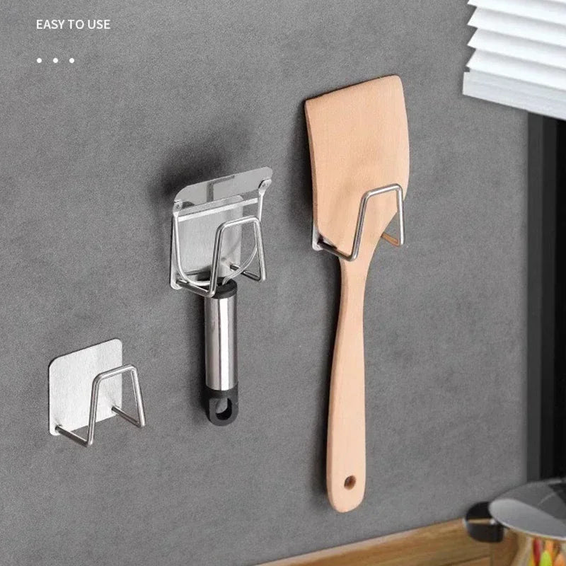 Support Éponge Auto-adhésif – Organisateur Cuisine en acier inox pour spatule et ustensiles fixé au mur