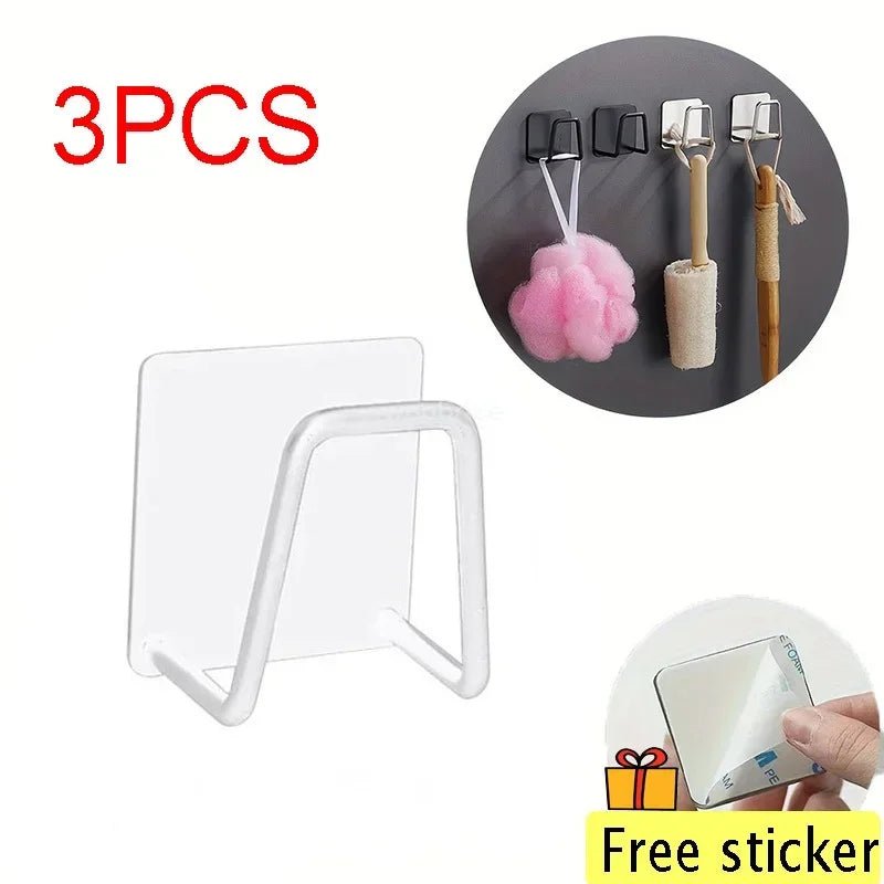 Support Éponge Auto-adhésif – Organisateur Cuisine Ustensile de chef lot 3 transparent pour égoutter et ranger éponges