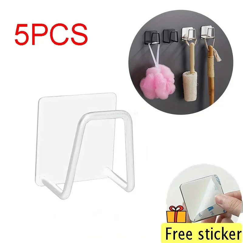 Support Éponge Auto-adhésif – Organisateur Cuisine transparent 5 pièces blanche