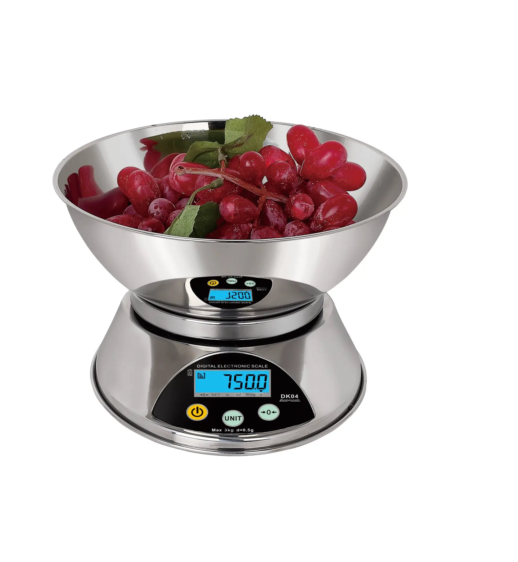 Balance Numérique YUEHENG – Précision 0.1g à 1g avec bol inox et grappes de raisin rouge