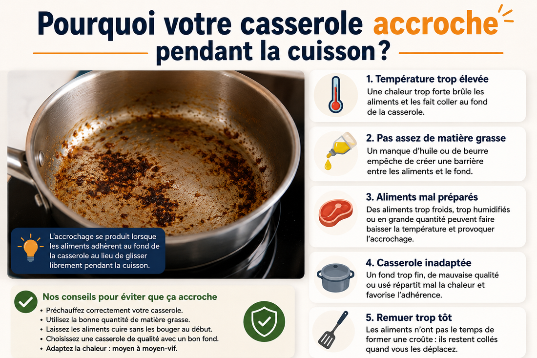 Pourquoi votre casserole accroche pendant la cuisson ?