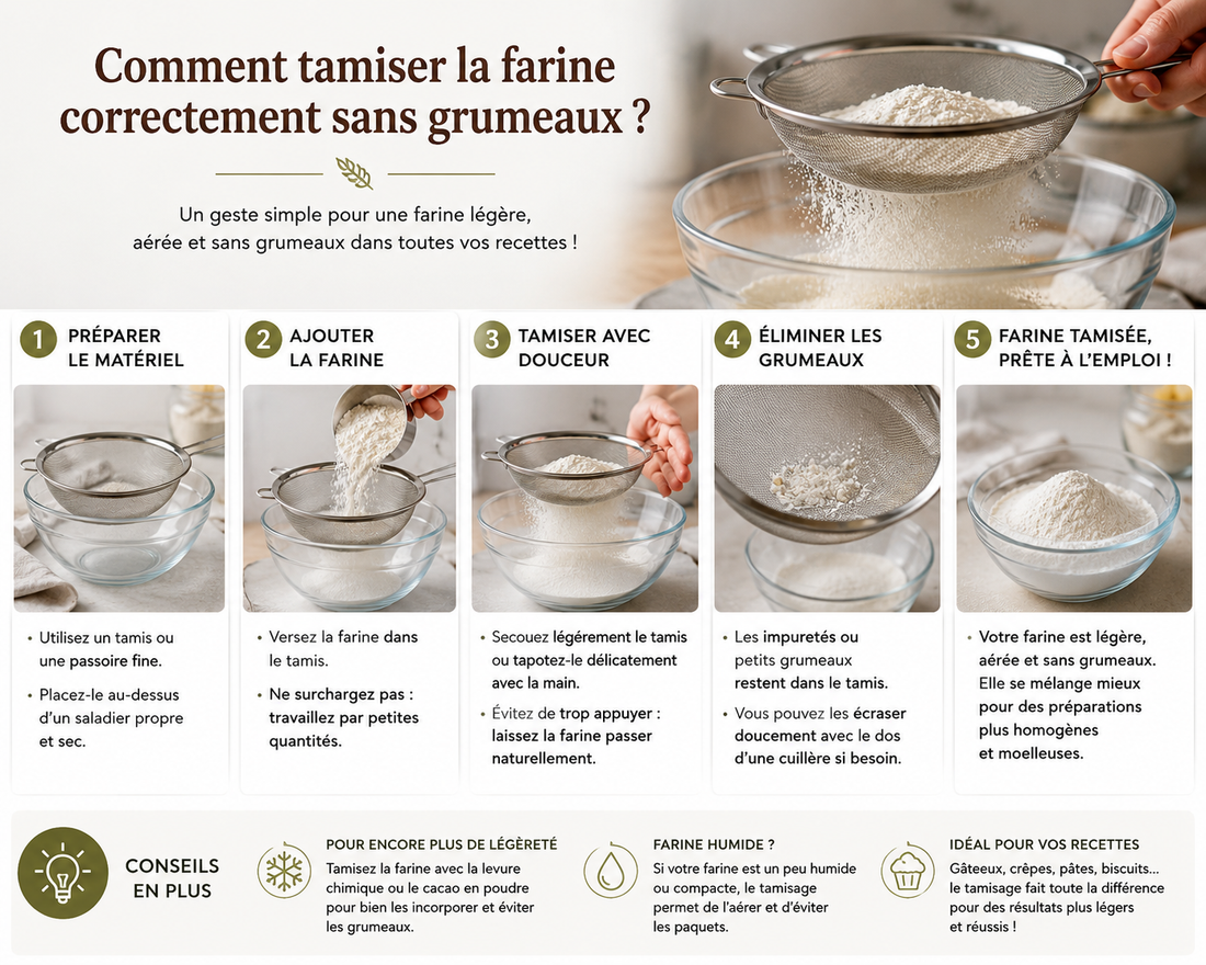 Comment tamiser la farine correctement sans grumeaux ?