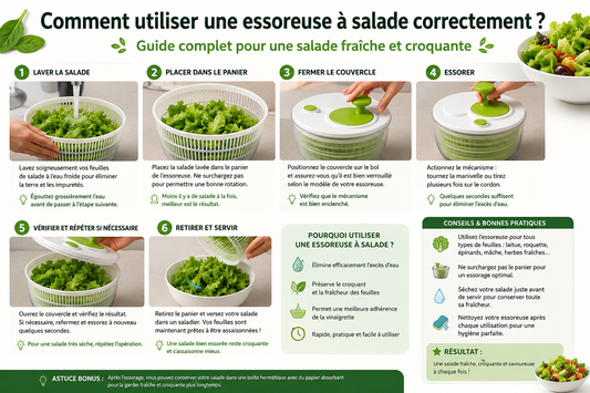 Comment utiliser une essoreuse à salade correctement ? Guide complet pour une salade fraîche et croquante