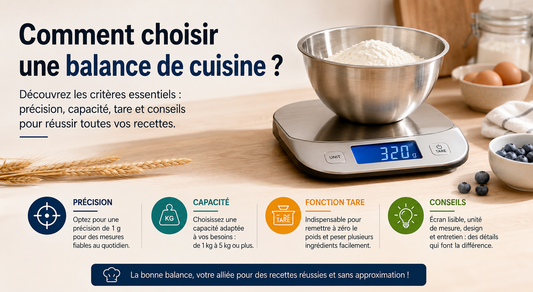 Comment choisir une balance de cuisine ? Découvrez les critères essentiels : précision, capacité, tare et conseils pour réussir toutes vos recettes.