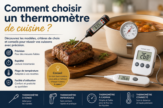 Comment choisir un thermomètre de cuisine ? Découvrez les modèles, critères de choix et conseils pour réussir vos cuissons avec précision.