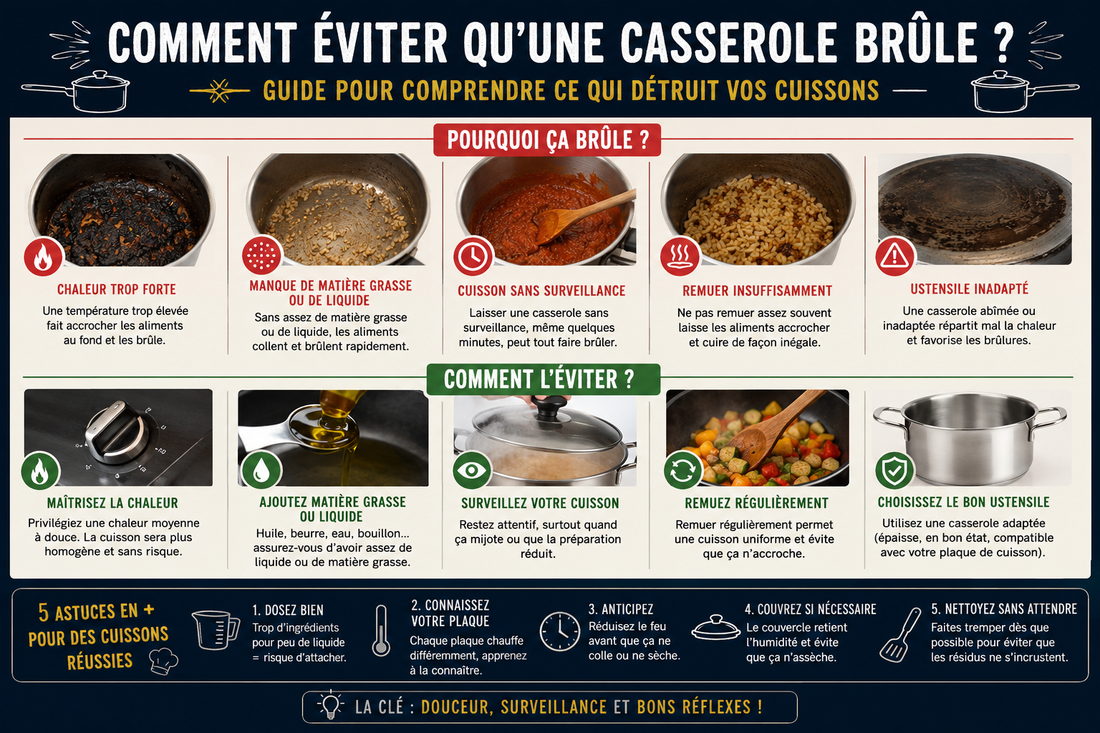 Comment éviter qu’une casserole brûle ? Guide pour comprendre ce qui détruit vos cuissons
