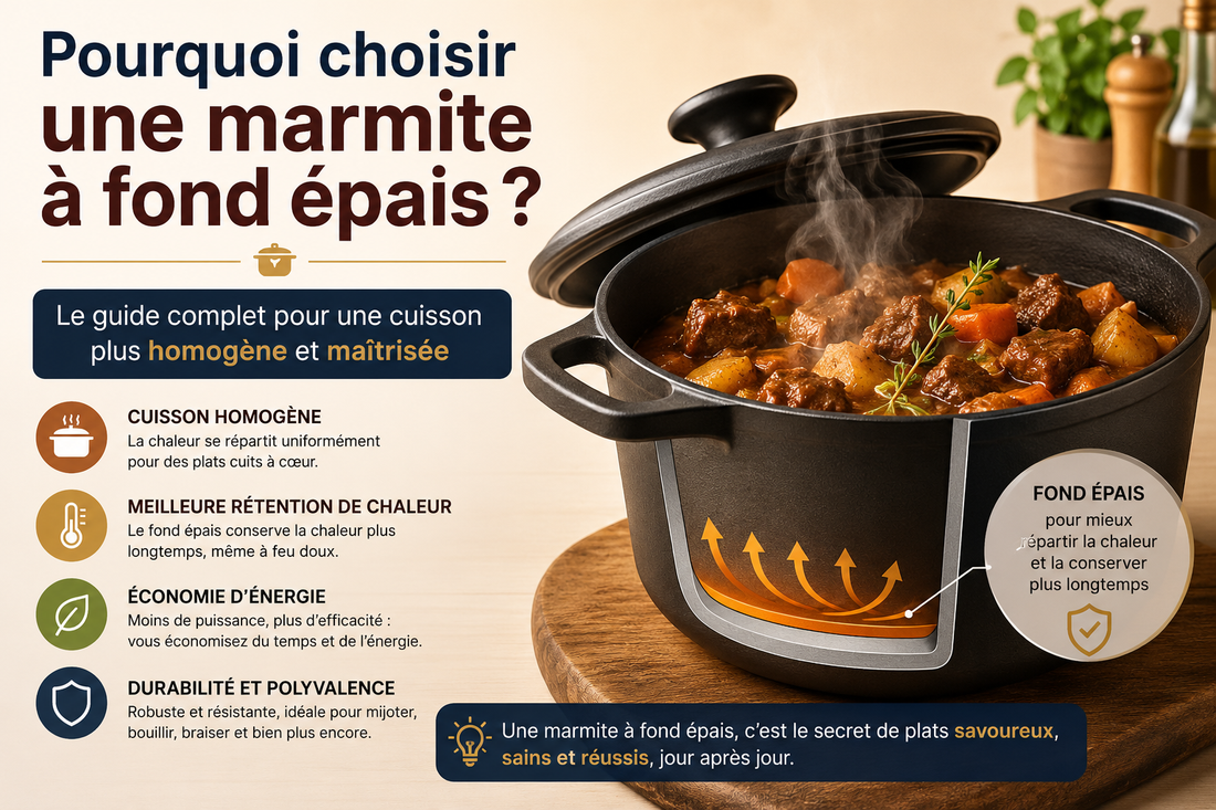 Pourquoi choisir une marmite à fond épais ? Le guide complet pour une cuisson plus homogène et maîtrisée