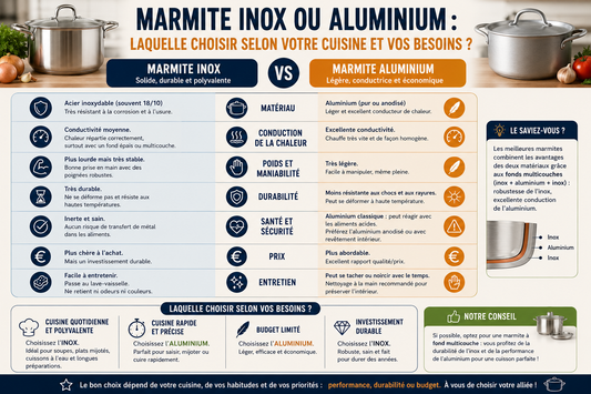 Marmite inox ou aluminium : laquelle choisir selon votre cuisine et vos besoins ?