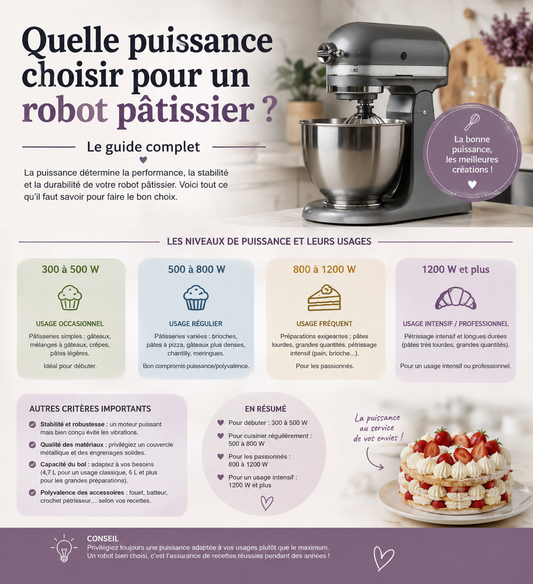 Quelle puissance choisir pour un robot pâtissier ? Le guide complet