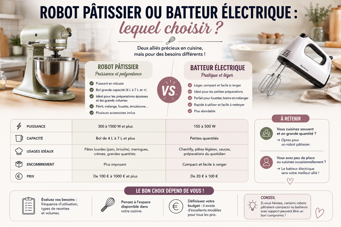 Robot pâtissier ou batteur électrique : lequel choisir ?