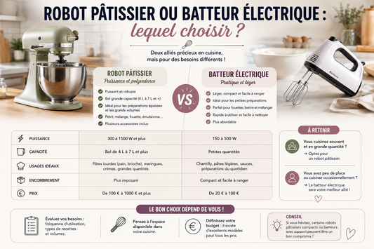 Robot pâtissier ou batteur électrique : lequel choisir ?