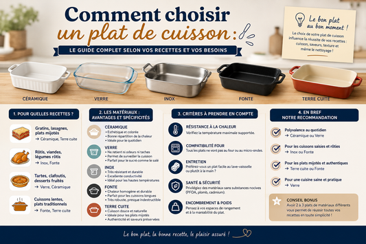 Comment choisir un plat de cuisson : le guide complet selon vos recettes et vos besoins