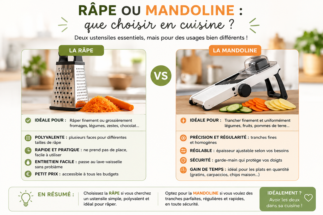 Râpe ou mandoline : que choisir en cuisine ? Guide complet selon votre usage