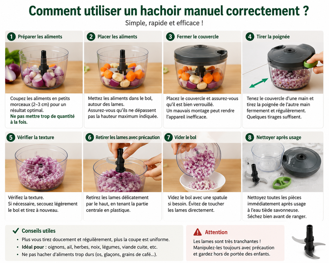 Comment utiliser un hachoir manuel correctement ?