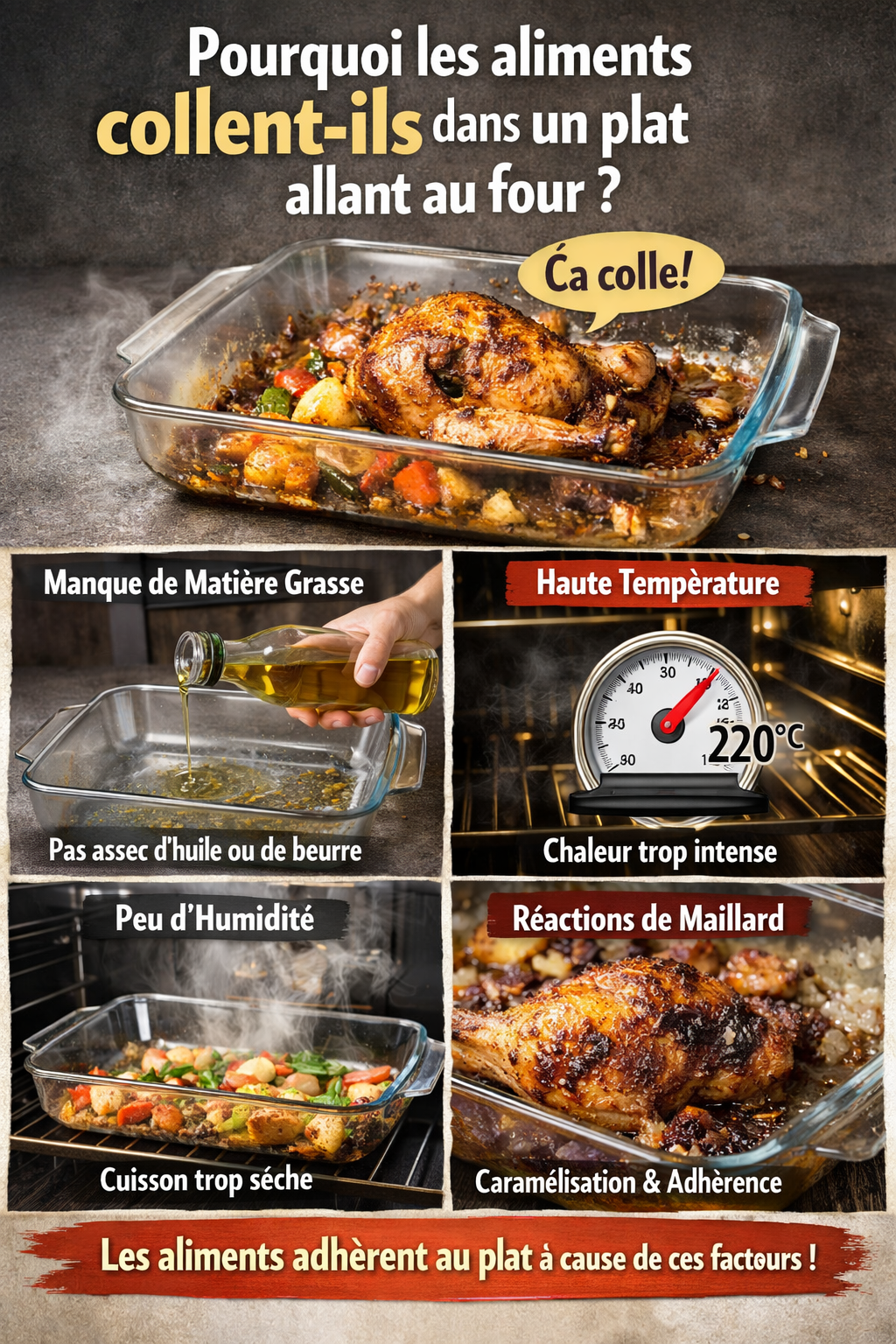 Pourquoi les aliments collent-ils dans un plat allant au four ?