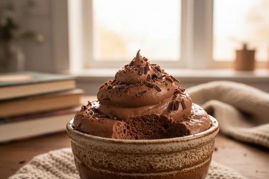 Mousse au chocolat au yaourt : la recette rapide et facile sans crème dans un bol décoré de copeaux de chocolat