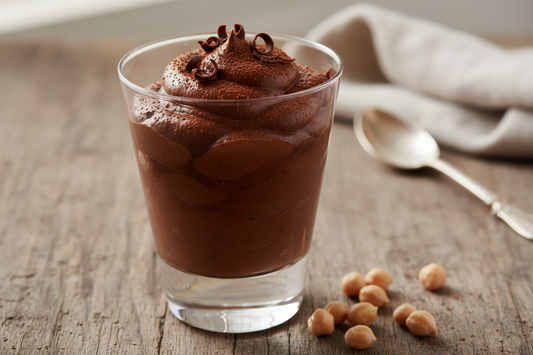 Mousse au chocolat vegan légère dans un verre, préparée avec de l’aquafaba. Comment faire une mousse au chocolat vegan avec de l’aquafaba ?