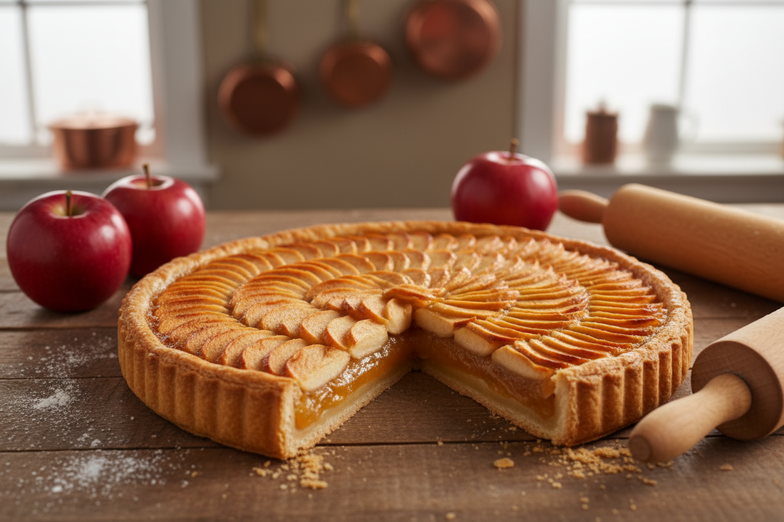 Tarte aux pommes maison : pâte, compote et astuces faciles avec pommes fraîches et ustensiles de pâtisserie