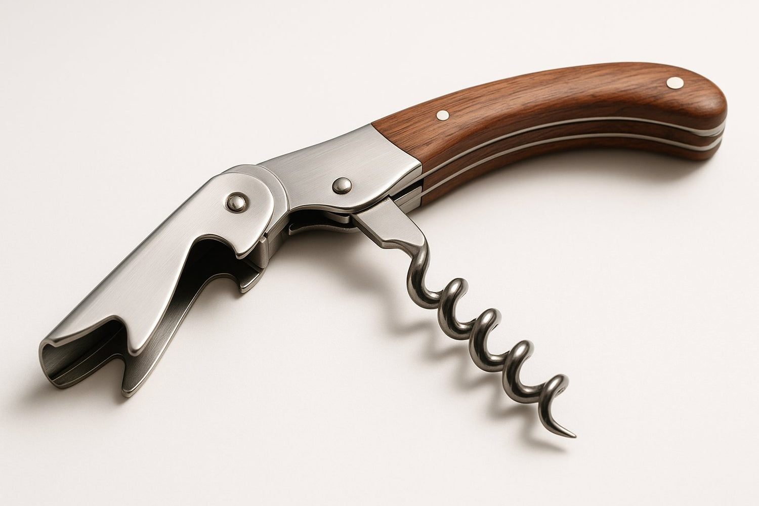 Accessoires pratiques tire-bouchon et capsules de vin sur table en bois vues en couleurs