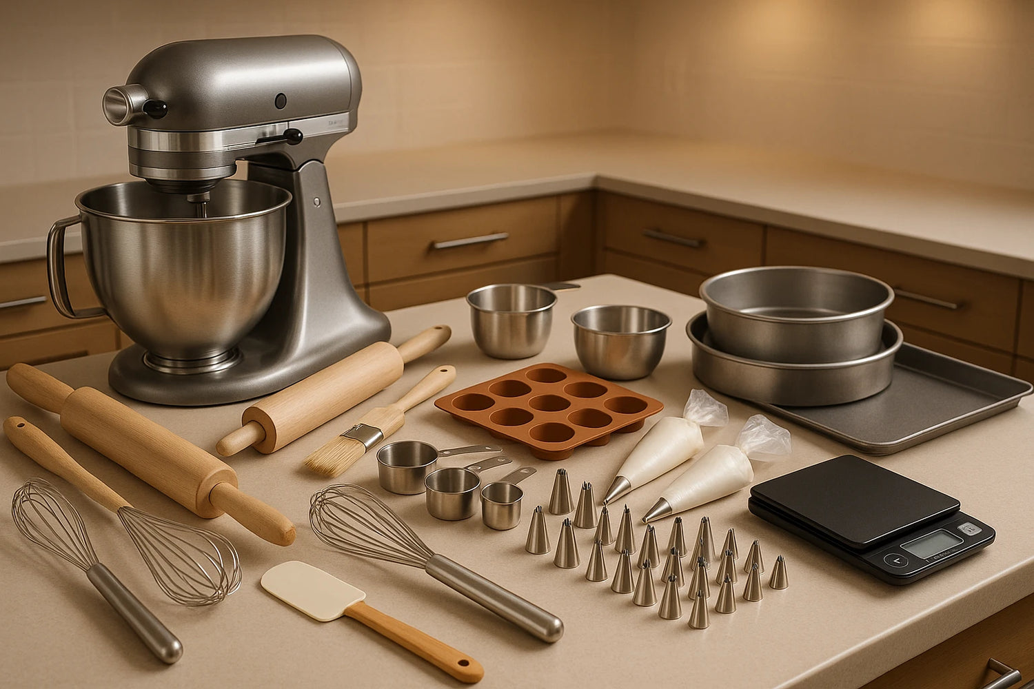 Matériel de Pâtisserie – Ustensiles pour Tous Niveaux avec rouleaux, moules, poches à douille et accessoires de décoration