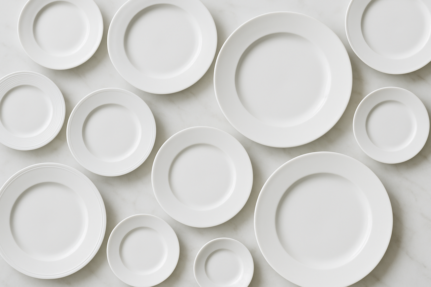 Collection d'Assiettes & Sets de Table – Élégance et Qualité, avec assiettes blanches variées pour toute occasion