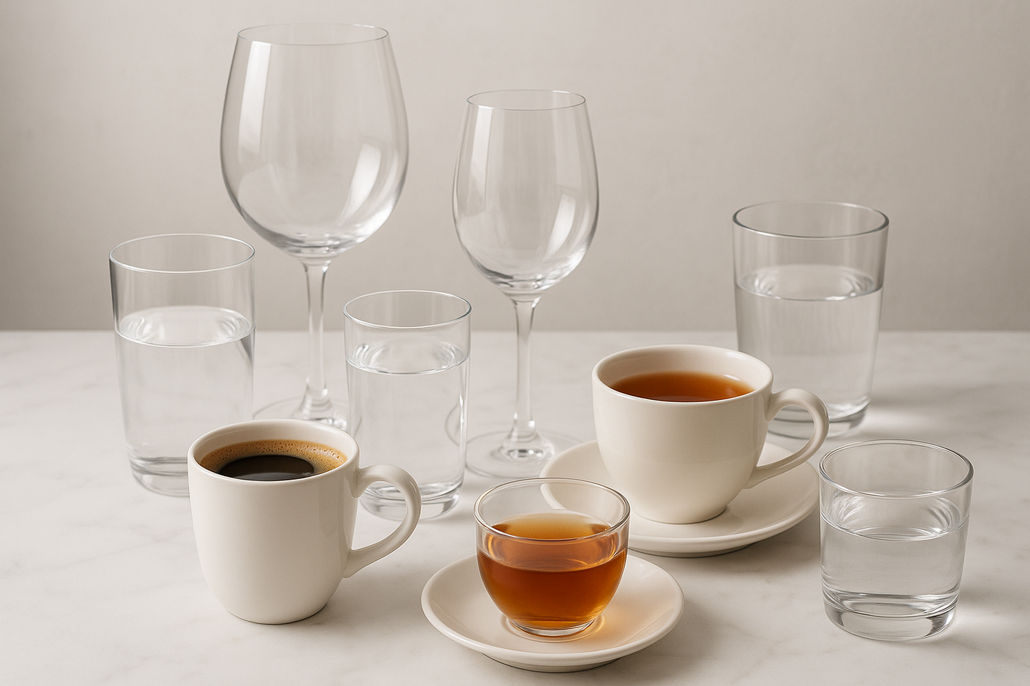 Collection de Verres & Tasses – Art de la Table Élégant avec différents styles pour toutes vos boissons