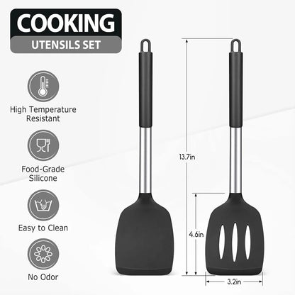 Spatules silicone inox haute résistance – Set 2 spatules , présentation des dimensions de ce set 