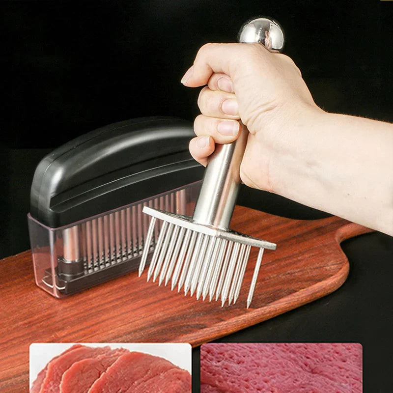 Attendrisseur de Viande Inox – 18/28 Lames Ultra-Tranchantes – Manche Antidérapant