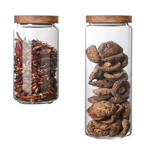 Bocal de Conservation en Verre avec Couvercle en Bambou