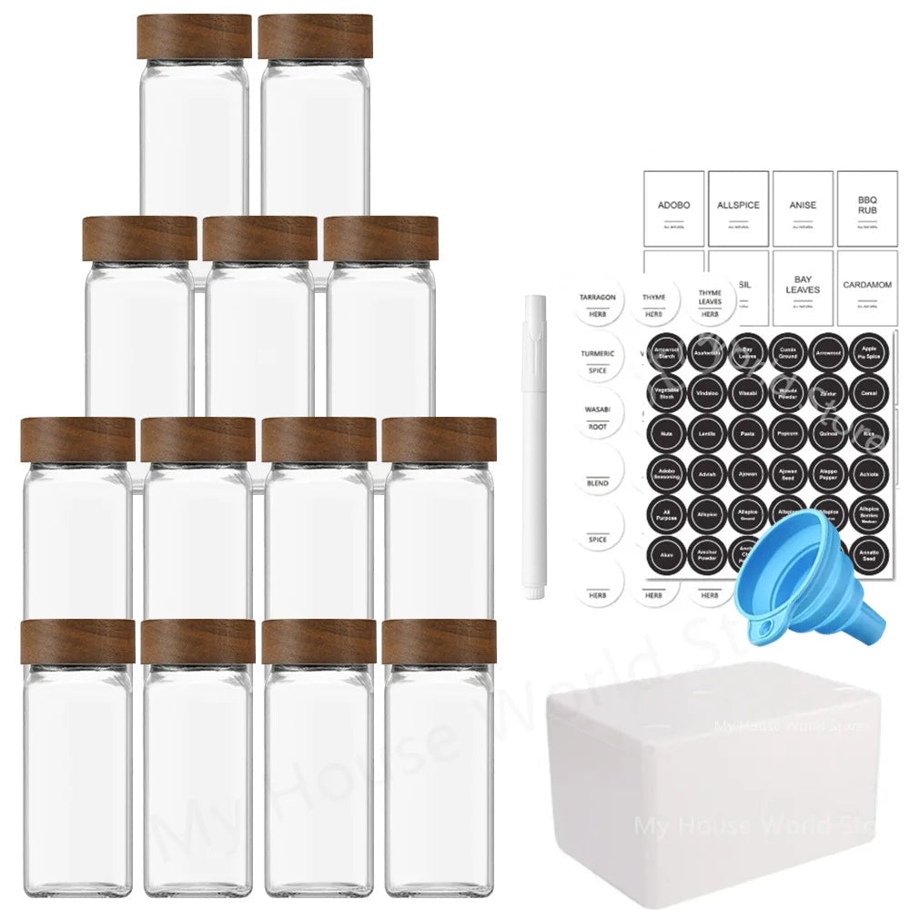  Bocaux en Verre 120ml avec Couvercles en Bambou