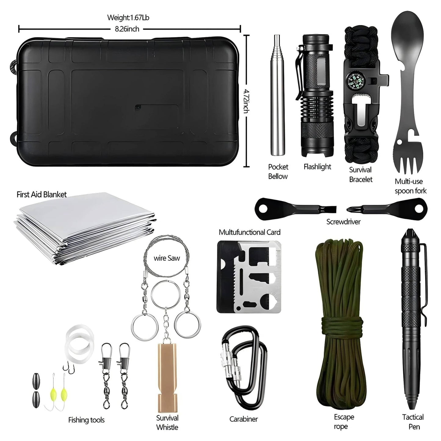 boite de survie complète dans le kit solo survie 72h