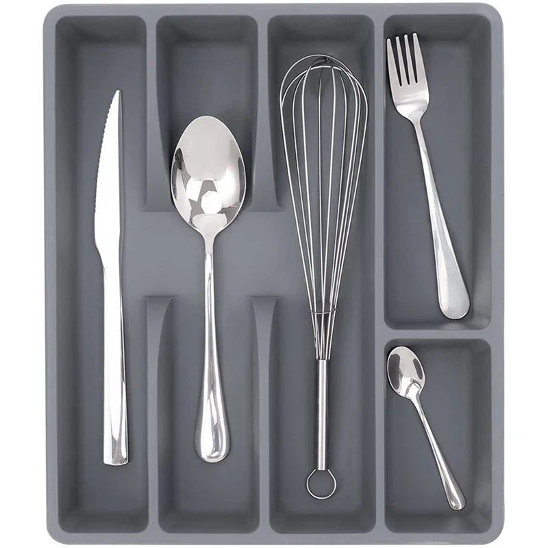 Boîte de Rangement pour Couverts – Organisateur de Tiroir en Plastique avec 5 Compartiments