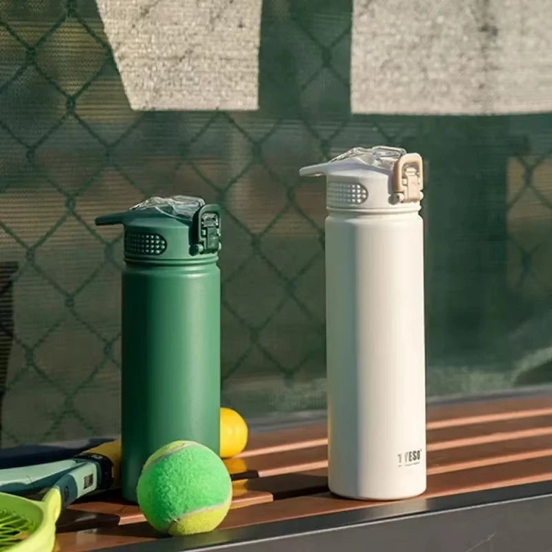 Bouteille Isotherme en Acier Inoxydable 304 avec Paille, Flasque Sportive Portable - Ustensile de chef