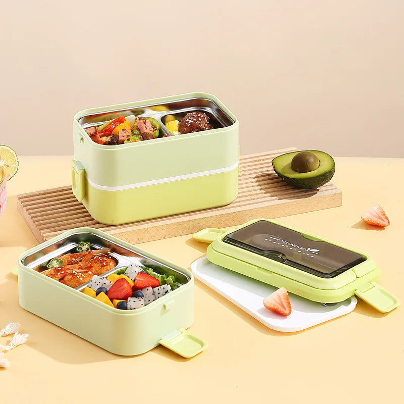 Grande Lunch Box Inox à Double Couche vert