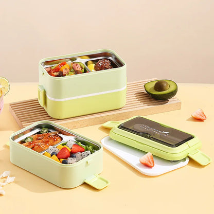 Grande Lunch Box Inox à Double Couche vert
