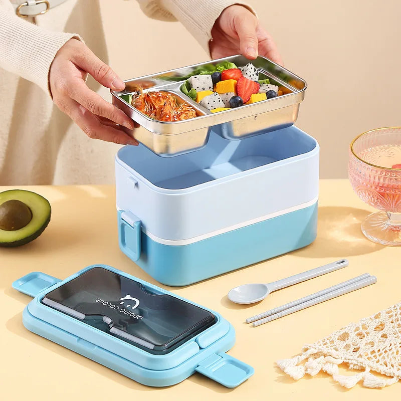 Grande Lunch Box bleu Inox à Double Couche 