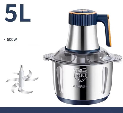 Hachoir Électrique 500W Acier Inoxydable – 5L, 6 Lames, Silencieux & Multifonction Cuisine - Ustensile de chef