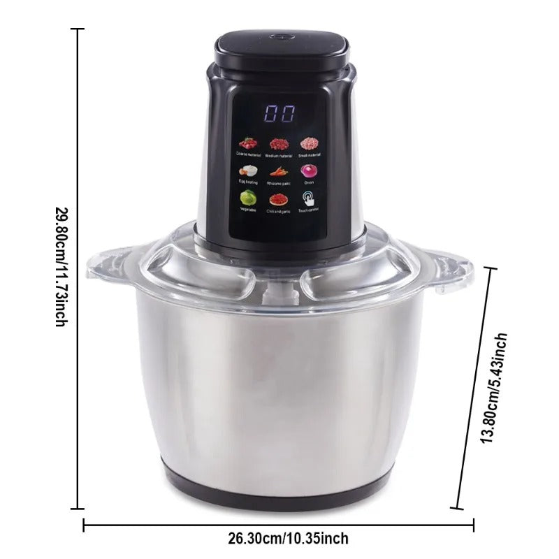 Hachoir Électrique 5 L Grande Capacité en Inox avec écran de contrôle et design moderne
