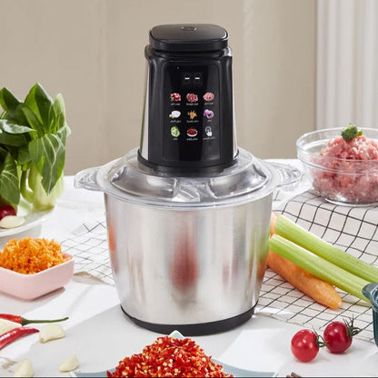 Hachoir Électrique 5 L Grande Capacité en Inox avec panneau de contrôle pour hacher facilement les aliments