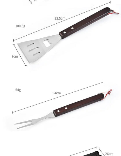 Kit d'Outils de Barbecue en Acier Inoxydable – Résistant à la Chaleur et Facile à Nettoyer, Pour 1 à 5 Personnes - Ustensile de chef