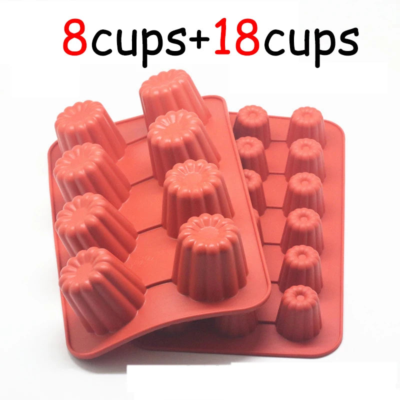 Lot de Moules en Silicone à Cannelés Bordelais 8/18 Cavités 