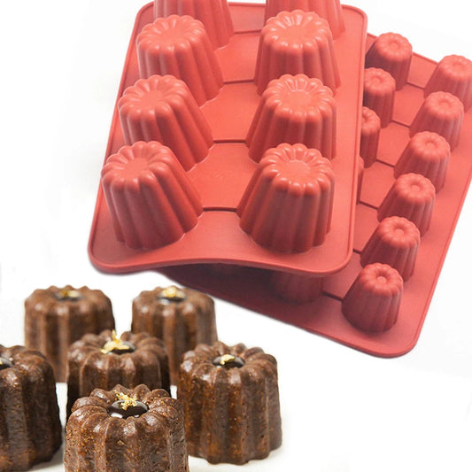 Moule Silicone à Cannelés Bordelais 8/18 Cavités – Outil de Pâtisserie pour Muffins, Cupcakes et Desserts 