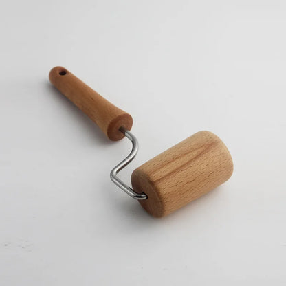 Petit Rouleau pâtisserie bois inox – Précis pour pizza avec manche ergonomique en bois et rouleau robuste