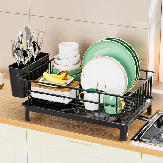 Porte-Couverts avec Égouttoir et Plateau Drip Line – Rangement de Cuisine pour Vaisselle, Tasses et Ustensiles 