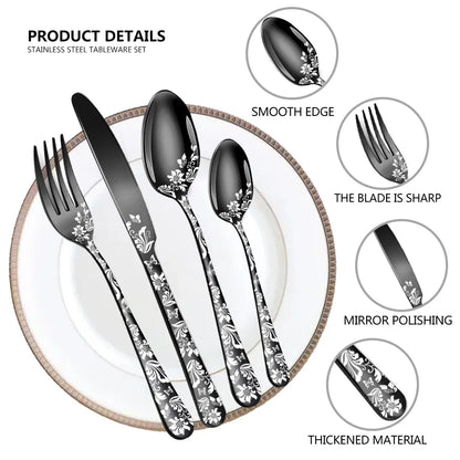 Set de Couverts Inox – 24 Pièces Multicolores pour 6 Personnes