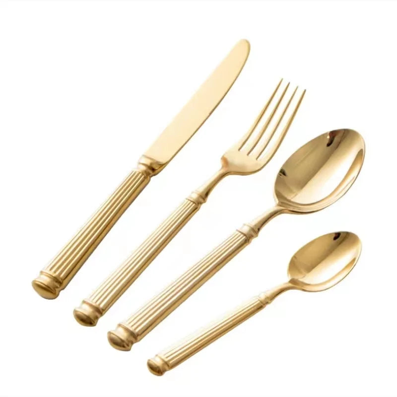 Service de couverts inox gravés – Set cuillère fourchette couteau
