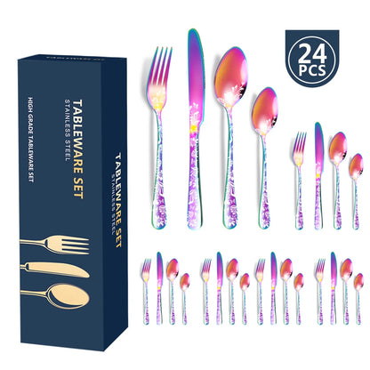 Set de Couverts Inox – 24 Pièces Multicolores pour 6 Personnes
