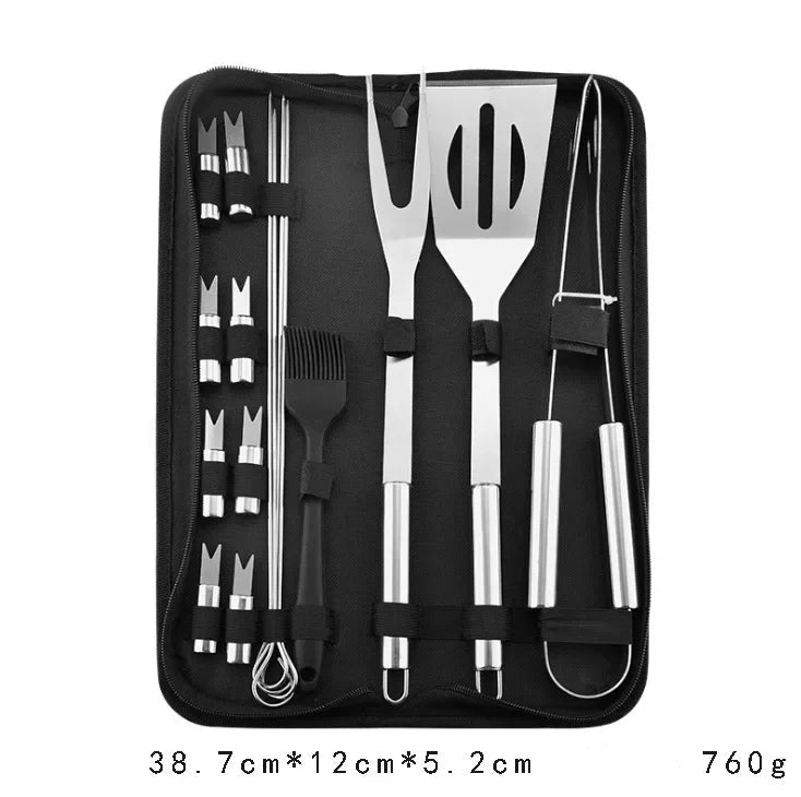 Kit d'Outils de Barbecue en Acier Inoxydable – Résistant à la Chaleur et Facile à Nettoyer, Pour 1 à 5 Personnes - Ustensile de chef